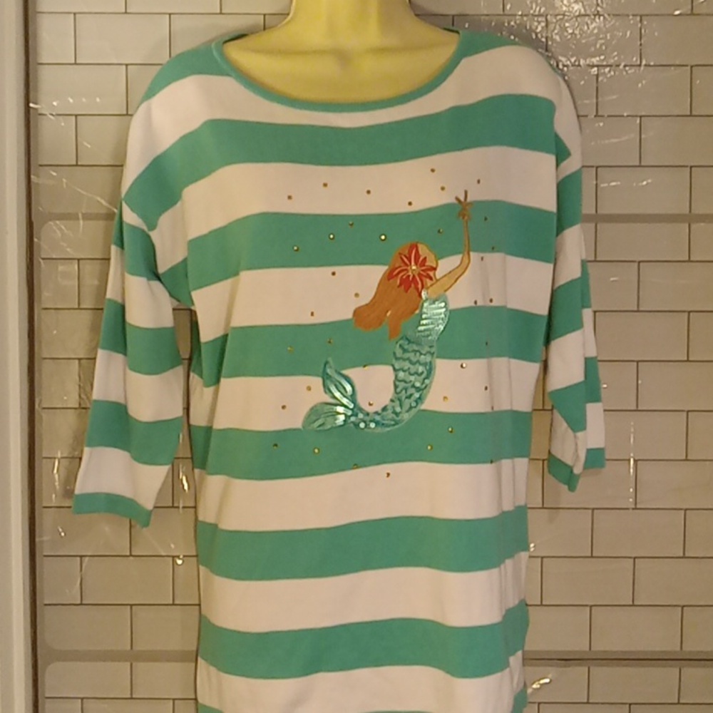 G/C.  Ladies Mermaid striped top size medium - Picture 9 of 9
